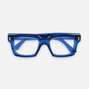 An image of the 1386 Optical Square Glasses Prussian Blue frame frontal view with arms closed