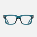 An image of the 1386 Optical Square Glasses Deep Teal frame frontal view with arms open