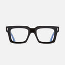 An image of the 1386 Optical Square Glasses Purple on Black frame frontal view with arms open