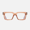 An image of the 1386 Optical Square Glasses Crystal Peach frame frontal view with arms closed