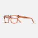 An image of the 1386 Optical Square Glasses Crystal Peach frame side view with arms open
