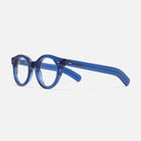 An image of the 1390 Optical Round Glasses Prussian Blue frame side view with arms open