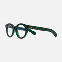 An image of the 1390 Optical Round Glasses Emerald Colour Studio frame side view with arms open
