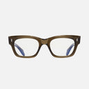 An image of the 1391 Optical Rectangle Glasses Olive frame frontal view with arms open