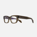 An image of the 1391 Optical Rectangle Glasses Olive frame side view with arms open