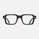 An image of the 1393 Square Opticals Teal on Black frame frontal view with arms open