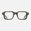 An image of the 1393 Square Opticals Striped Green Havana frame frontal view with arms open