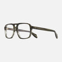 An image of the 1394 Optical Aviator Glasses Striped Green Havana frame side view with arms open