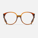 An image of the 1395 Optical Round Glasses (Small) Honey Havana frame frontal view with arms open