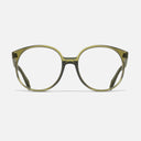 An image of the 1395 Optical Round Glasses (Small) Olive frame frontal view with arms open
