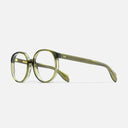 An image of the 1395 Optical Round Glasses (Small) Olive frame side view with arms open