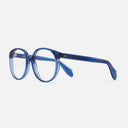 An image of the 1395 Optical Round Glasses (Small) Prussian Blue frame side view with arms open