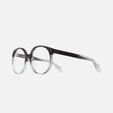 An image of the Cutler and Gross 1395 Round Opticals frame in Black Beauty side view with arms open.