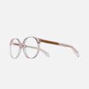 An image of the Cutler and Gross 1395 Round Opticals frame in Persian Pink side view with arms open.