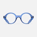 An image of the 1396 Optical Rectangle Glasses Prussian Blue frame frontal view with arms open