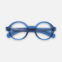 An image of the 1396 Optical Rectangle Glasses Prussian Blue frame frontal view with arms closed