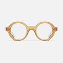 An image of the 1396 Optical Rectangle Glasses Bi-Layer Butterscotch frame frontal view with arms open
