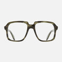 An image of the 1397 Optical Square Glasses Striped Green Havana frame frontal view with arms open