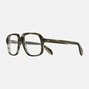 An image of the 1397 Optical Square Glasses Striped Green Havana frame side view with arms open