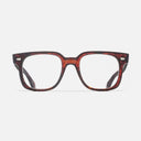 An image of the 1399 Optical Square Glasses Red Havana frame frontal view with arms open