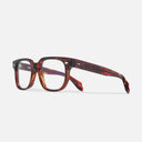 An image of the 1399 Optical Square Glasses Red Havana frame side view with arms open