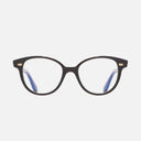 An image of the 1400 Round Optical Glasses Orange on Black frame frontal view with arms open