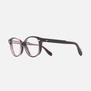 An image of the 1400 Round Optical Glasses Orange on Black frame side view with arms open