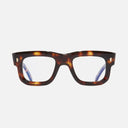An image of the 1402 Square Optical Glasses Brown Havana frame frontal view with arms open