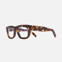 An image of the 1402 Square Optical Glasses Brown Havana frame side view with arms open