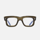 An image of the 1402 Square Optical Glasses Olive frame frontal view with arms open