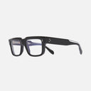 An image of the 1403 Square Optical Glasses Black on Crystal frame side view with arms open