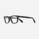 An image of the 1406 Square Optical Glasses Black on Olive frame side view with arms open