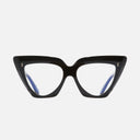 An image of the 1407 Cat Eye Optical Glasses Black on Crystal frame frontal view with arms open