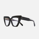An image of the 1407 Cat Eye Optical Glasses Black on Crystal frame side view with arms open