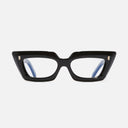 An image of the 1408 Cat Eye Optical Glasses Black on Crystal frame frontal view with arms open