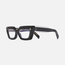 An image of the 1408 Cat Eye Optical Glasses Black on Crystal frame side view with arms open