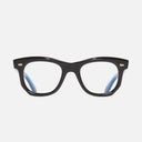 An image of the 1409 Round Optical Glasses Black frame frontal view with arms open