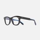 An image of the 1409 Round Optical Glasses Black frame side view with arms open