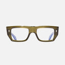 An image of the 1413 Optical Rectangle Glasses Olive frame frontal view with arms open