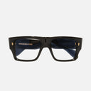 An image of the 1414 Rectangle Opticals Black on Green frame frontal view with arms closed