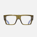 An image of the 1414 Rectangle Opticals Olive frame frontal view with arms open