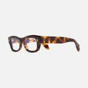 An image of the 1419 Rectangle Optical Glasses Old Brown Havana frame side view with arms open