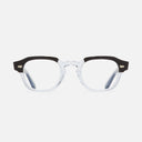 An image of the 1420 Round Opticals Black on Crystal frame frontal view with arms open