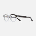 An image of the 1420 Round Opticals Black on Crystal frame side view with arms open