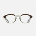 An image of the 1420 Round Opticals Havana on Grey frame frontal view with arms open