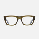 An image of the 9043 Rectangle Opticals Olive frame frontal view with arms open