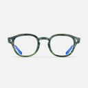 An image of the 9290 Round Opticals Emerald Marble on Ink Colour Studio frame frontal view with arms open