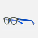 An image of the 9290 Round Opticals Emerald Marble on Ink Colour Studio frame side view with arms open