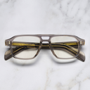 An image of the GR15 Aviator Opticals in Grey on Granny Chic frame frontal view with arms closed marble background