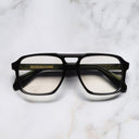 An image of the 1394 Optical Aviator Glasses Black frame frontal view with arms closed marble background
